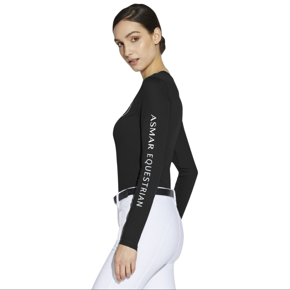Asmar Equestrian mid weight long sleeve logo shirt in charcoal